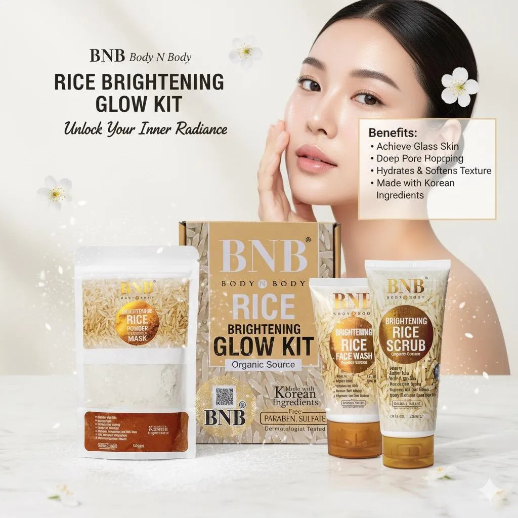 BNB Rice Brightening Glow Kit – Organic Rice Face Wash, Rice Scrub & R –  Umar Farooq