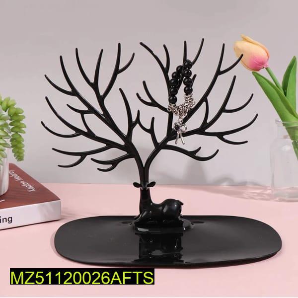 White Deer Tree Jewelry Stand Organizer – Earring Holder, Necklace & Ring Display Stand for Women Jewelry Storage